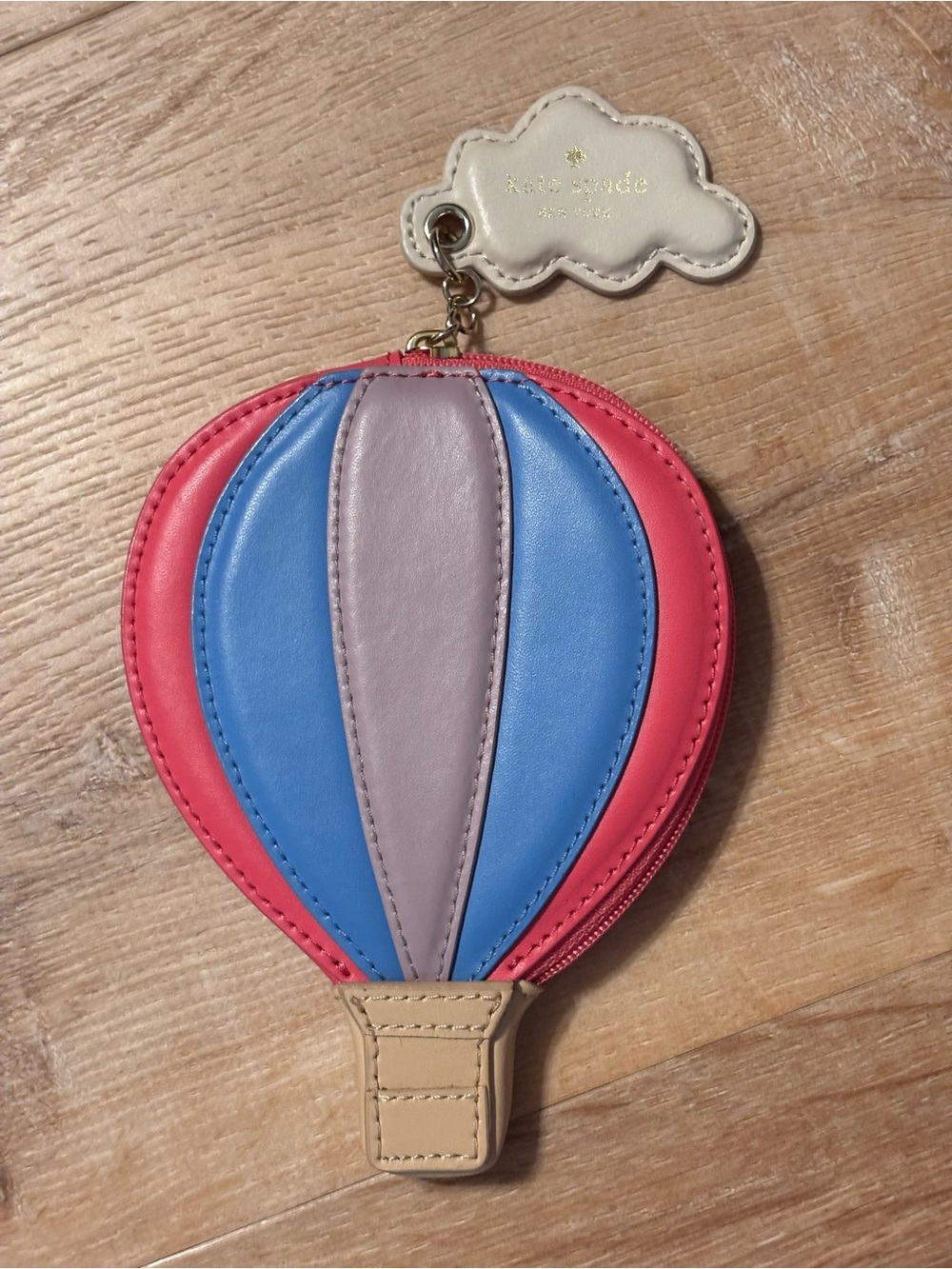 kate spade Hot Air Balloon Coin Purse - Pink, Blue, Lilac, Tan 100% leather RARE - Picture 7 of 14